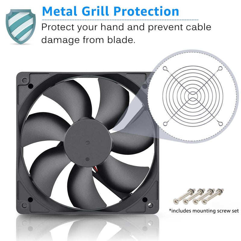 GDSTIME 5Volt 120mm Fan, 1500RPM 120mm x 25mm DC Brushless Cooling Fan - Image 5